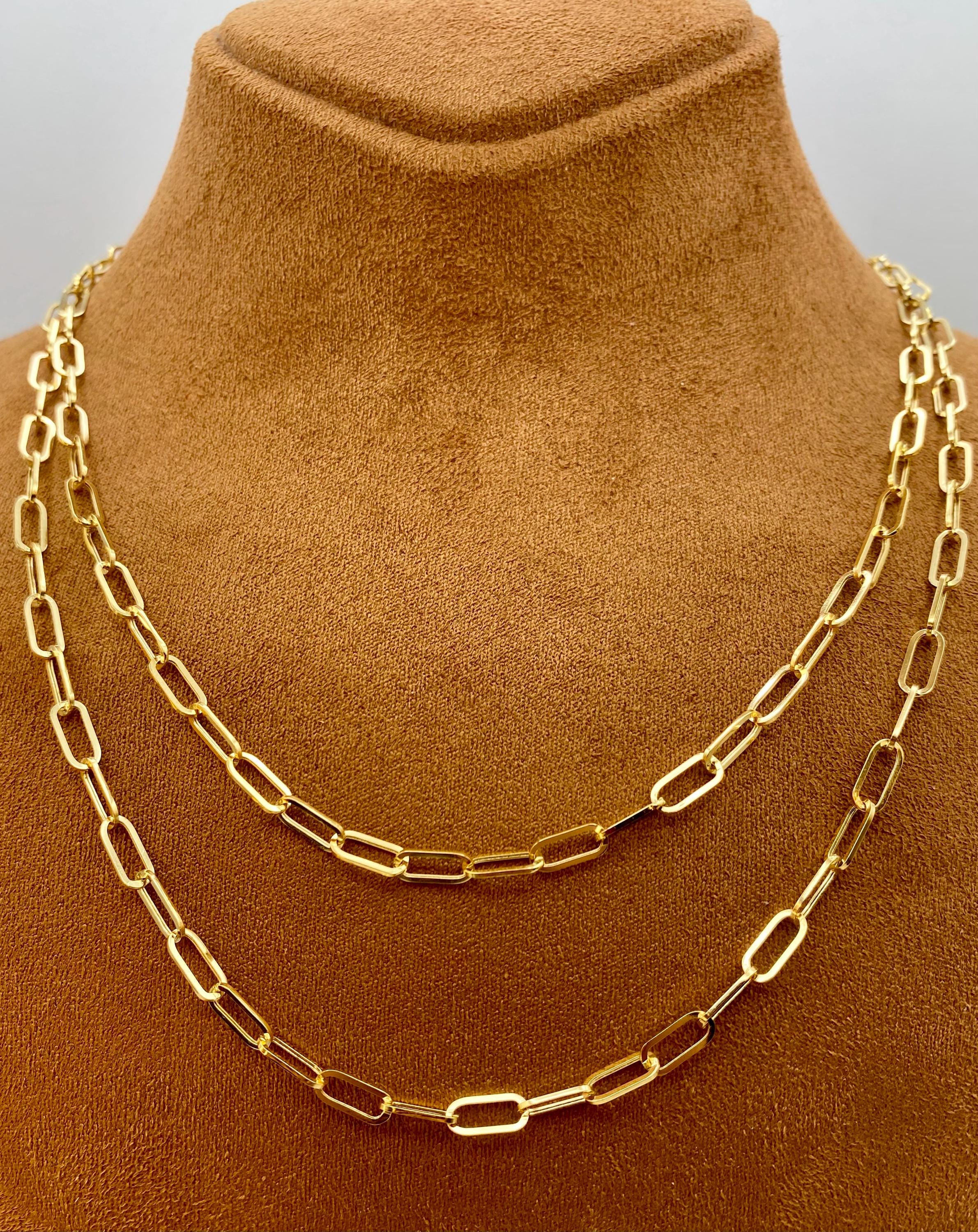 18k Gold Paperclip Chain Necklace or Bracelet, 3.8mm Oval Link. - Etsy