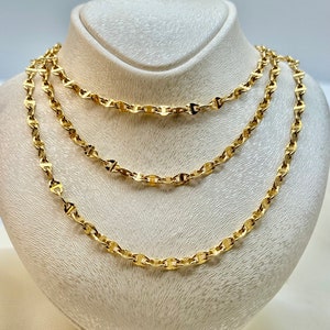 18k Real Gold ANCHOR CHAIN Necklace, 18", 20”, 22”, 24”, Mariner chain, 18k Real Gold cable chain, 18k Mariner necklace, Gift Necklace.