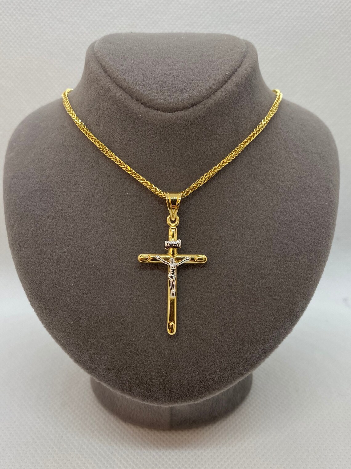 18k Solid Gold Cross Necklace2mm and Different Sizes Etsy