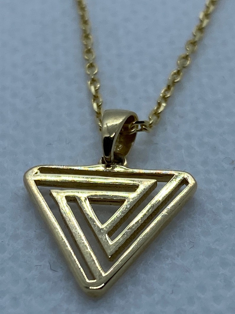 14k Solid Gold Triangle Necklace 20 Inches1mm Etsy