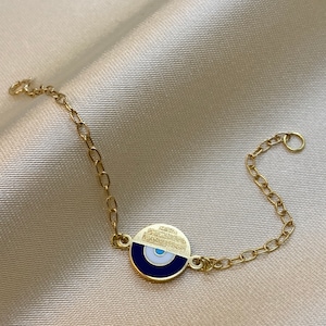 18k Gold Evil eye bracelet 5.1 &quot;, kids Jewelry, baby Gift bracelet ,kids bracelet , 18k baby bracelet , Nazar cheshm