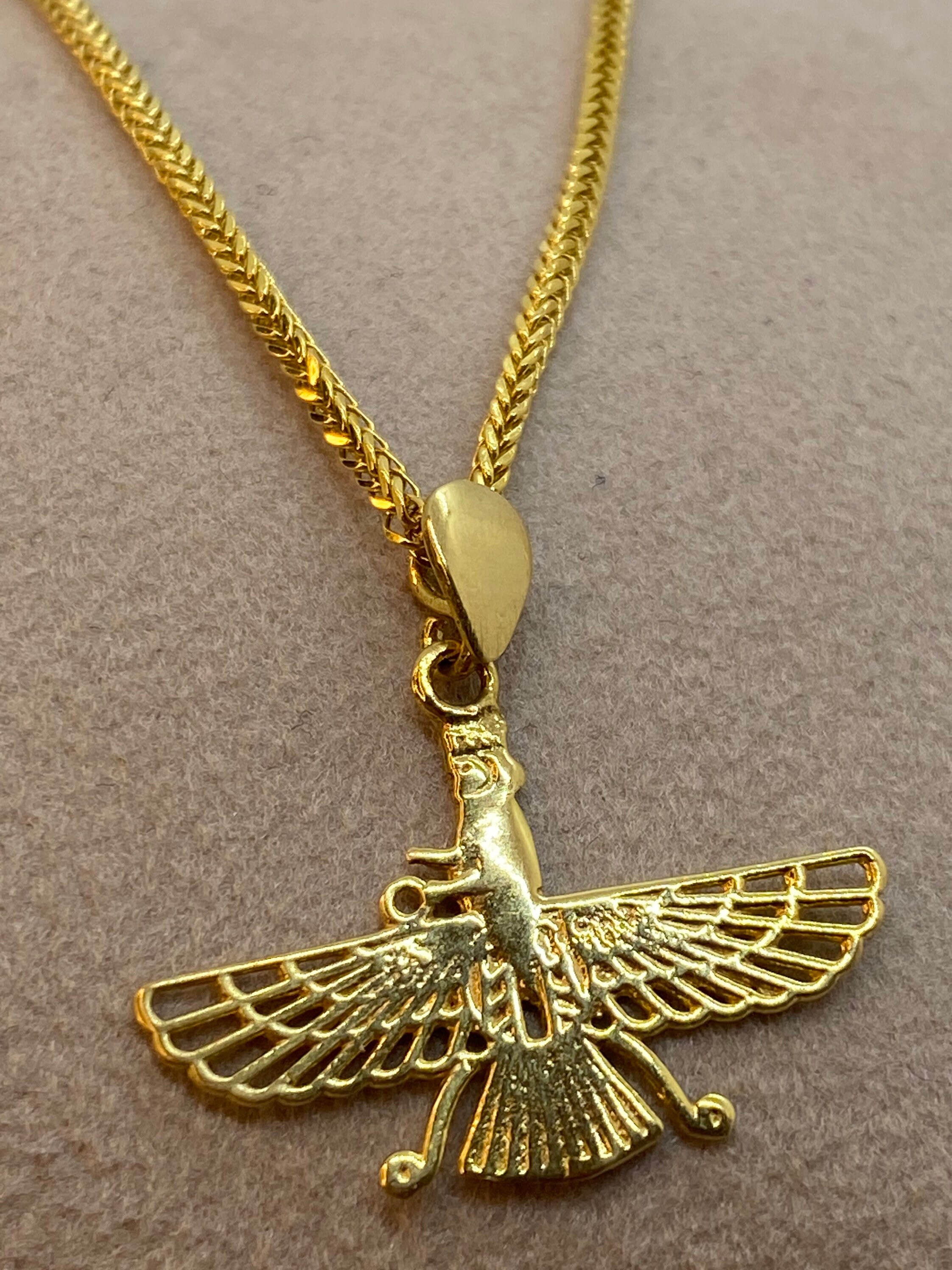 18k Gold Farvahar Necklace Symbol of Ahura Mazda Made in Etsy