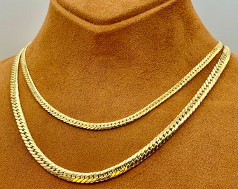 18k GOLD Curb Link Chain Necklace, 4MM, 5MM ,Real Gold, Men Gold Chain ,Ladies Gold Chain, 18k Gold curb, For her ,For Him, Birthday gift