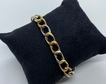 18k solid gold bracelet 7.7 inches 3 colours