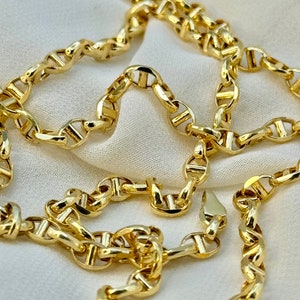 18k solid Gold ANCHOR CHAIN Necklace 4mm ,Mariner Gold Chain, Mariner chain , Real Gold,For Her ,For Him ,Birthday Gift ,Christmas Gift