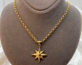 14k Gold lucky Compass necklace, 14K solid gold necklace, compass gift, compass charm, personalized compass, custom pendant, traveler gift