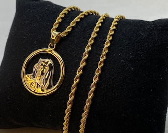 14k Solid Gold Virgin Mary Necklace, Miraculous Necklace ,Virgin Mary,Christian Gift ,Catholic Religious Jewelry, gift for her, Gift For Him