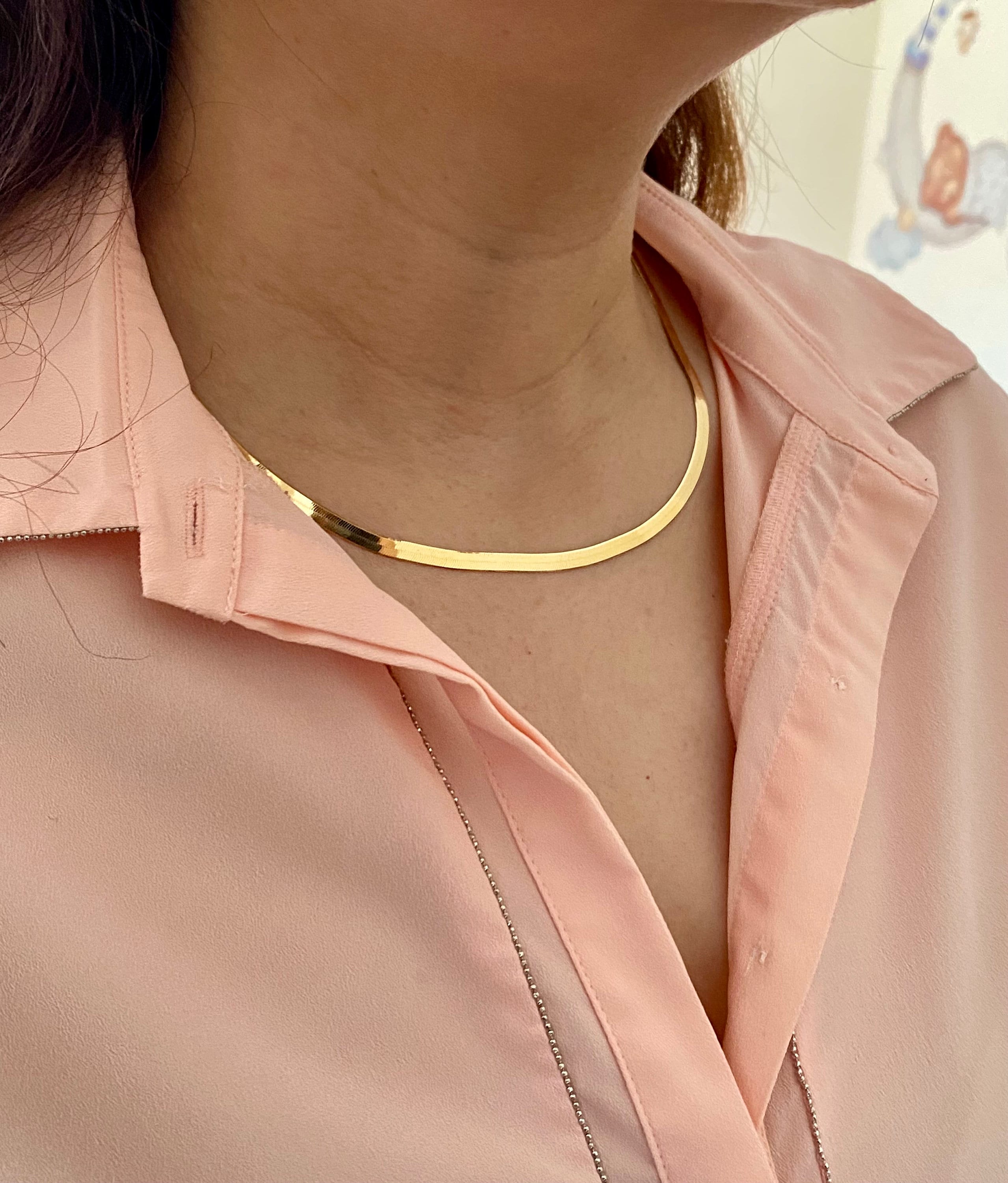 18k Herringbone Chain Necklace - Etsy 18k Herringbone Chain Necklace - Etsy