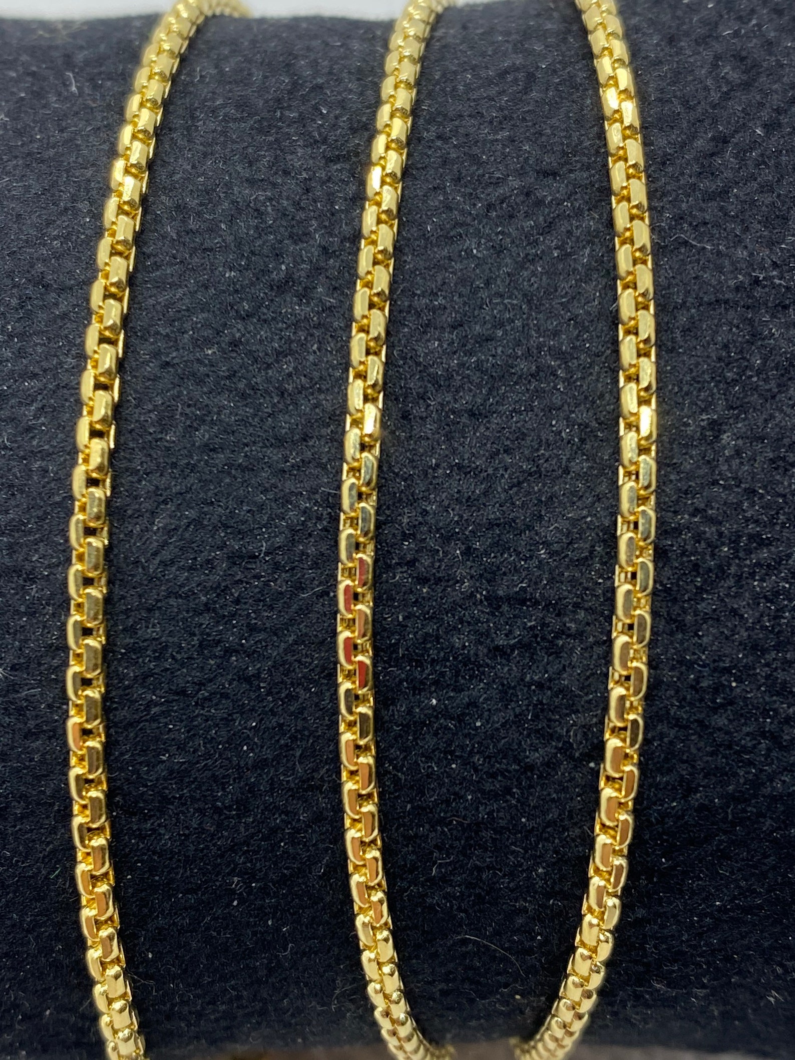 18k Solid Gold Box Chain Necklace 2mm different sizes Etsy