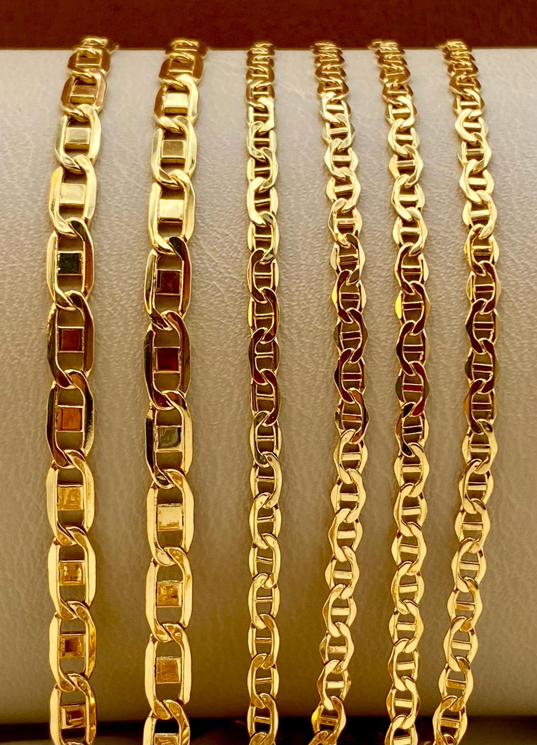 18k Gold Anchor Chain Necklace & Bracelet - 2.5mm, 3.5mm Mariner