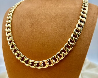18k Real GOLD Curb Necklace,24",11.5 MM ,Real Gold Curb Chain, 18k Gold Chain, For Him, for Her, Birthday Gift, Anniversary Gift, For Mum.