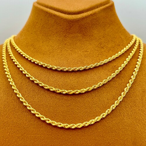 thumbnail image 2 of 18k Gold Filled 50cm Solid Twist Wave Rope Chain Necklace - 3mm Thick, Made In Australia 2 of 3