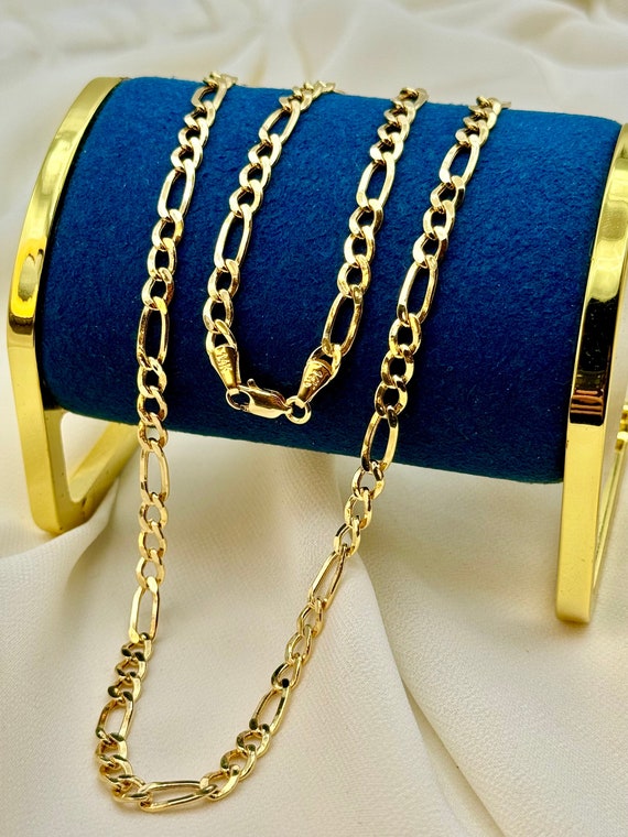 SINGULARU Collana Figaro Oro 18Kt - Acciaio Inox, 50+5 Cm, Gioielli Donna