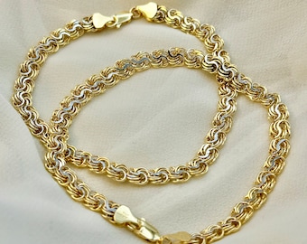 18k Gold Cable Bracelet , 7.5" inches,5.5 MM ,18k Real Gold chain, 18k solid Gold, Cable Gold Chain ,Birthday Gift ,Everyday Bracelet .
