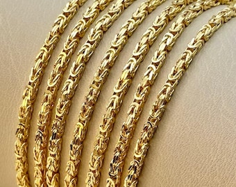 18k Gold Byzantine Necklace, 18”, 2.30mm.
