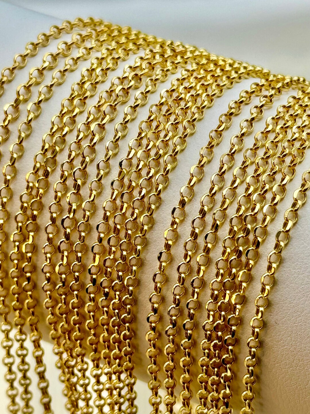 18k Real Gold Rolo Chain, 18k Dainty Gold Rolo Chain Necklace, for Her ...