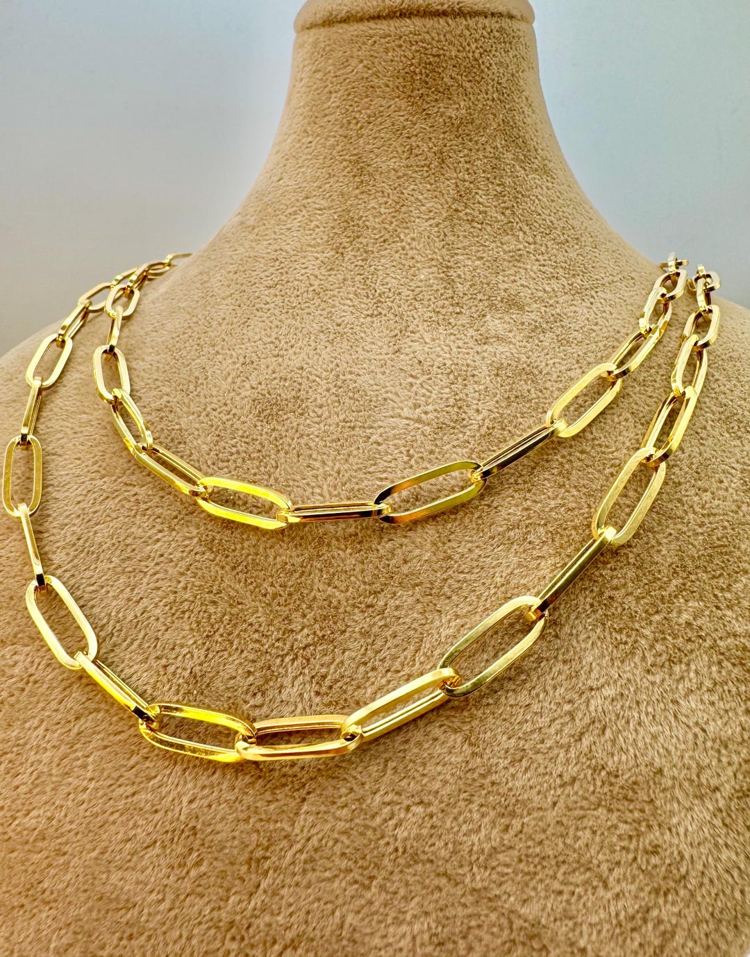 アクセサリー 18k Saudi Gold Paper Clip Necklace 18k Gold Paperclip Chain Necklace - 5MM Oval Link - Etsy