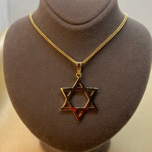 14k solid Gold Magen David with foxtail chain 1.5mm , 23.5 , jewish jewelry , Hanukkah Gift image 5