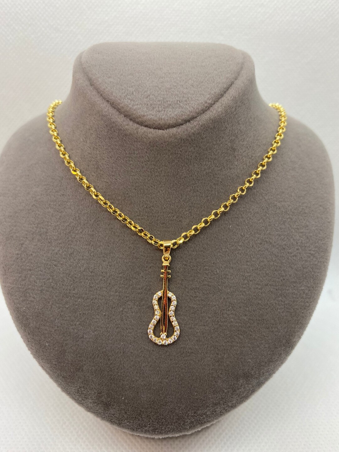 18ksolid Gold Guitar Necklace 19.5 Inches1.5mm Etsy