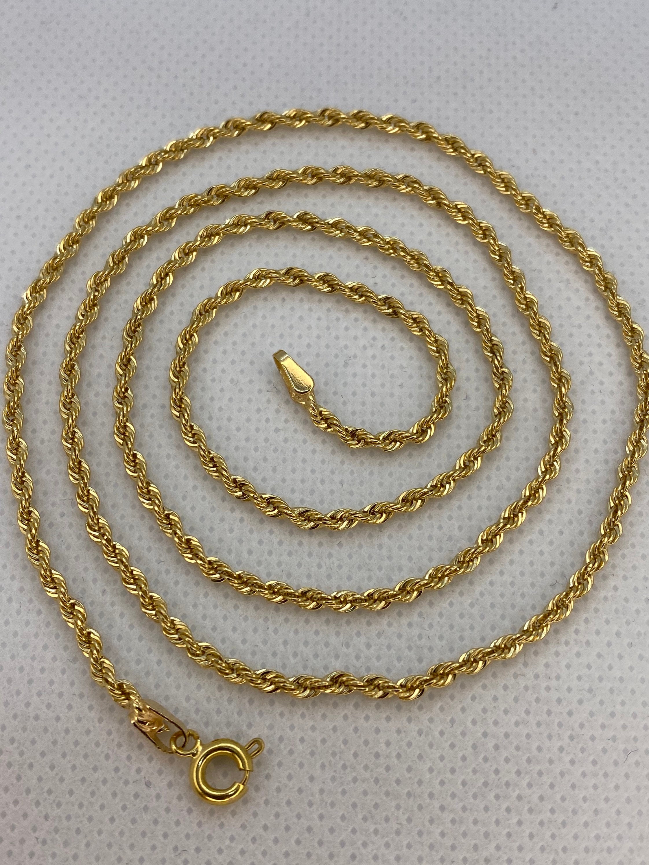 18k solid gold Rope Necklace 2mm Etsy