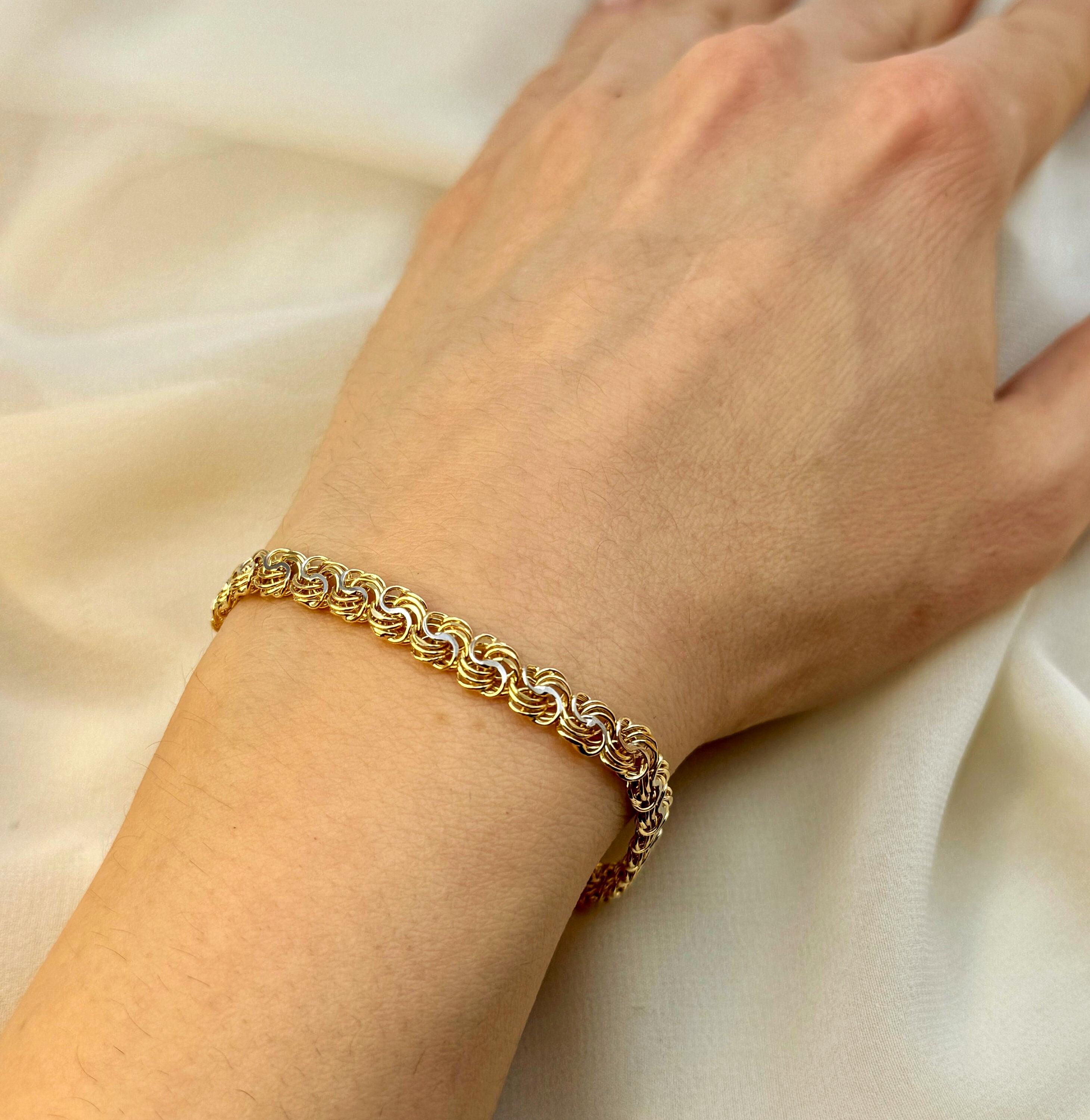 18k Real Gold Chino Flower Bracelet - 5.5mm, 7.5