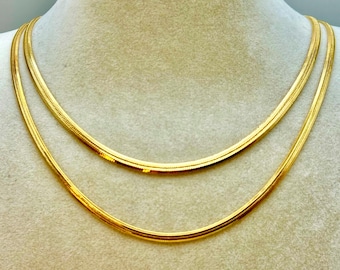 14k Real Gold Herringbone Snake Chain Necklace or Bracelet (3.5MM)