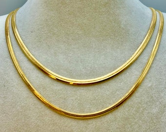 14k Solid Gold Herringbone Snake Chain Necklace,3.5MM /14K Real gold Shiny snake Chain /14k Solid Gold Chain Necklace for Her, Birthday Gift