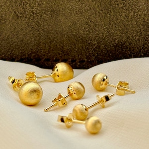 18k Gold Ball Stud Earrings: Solid Gold, Minimalist Jewelry