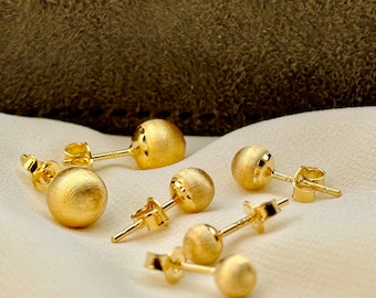 18k Gold Stud Ball Earring , 18k Real Gold stud Earring , For her ,Birthday Gift , For Mom , 18k Real Gold Stud earring ,Everyday Earring.