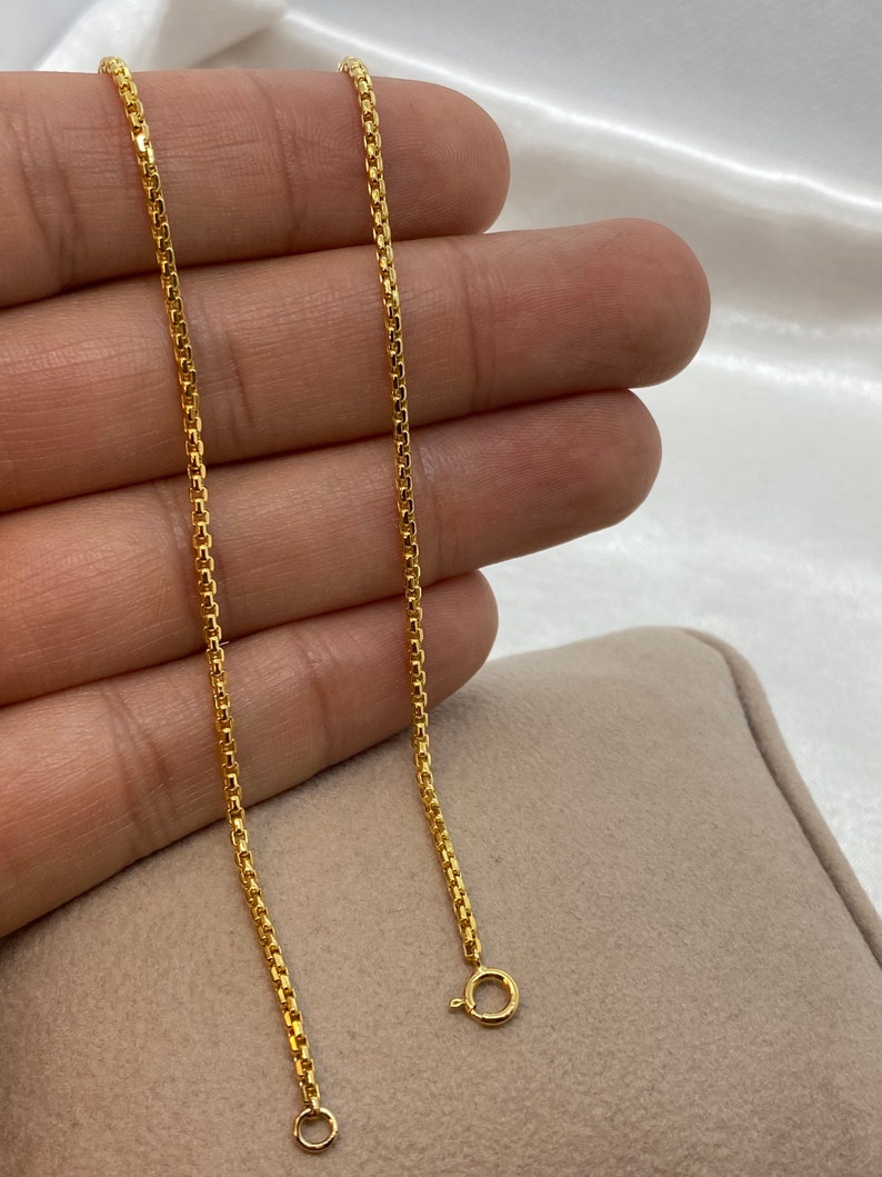 18K Real Gold Box Chain Bracelet 2MM Yellow 18K Box Bracelet Etsy