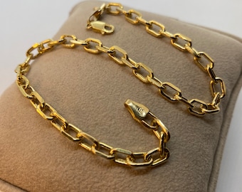 14K Gold Cable  Anklet Chain or Bracelet , Real Gold cable Anklet, 14K Diamond-cut cable  Anklet,5mm, Gold cable Anklet, Unisex, Gift!