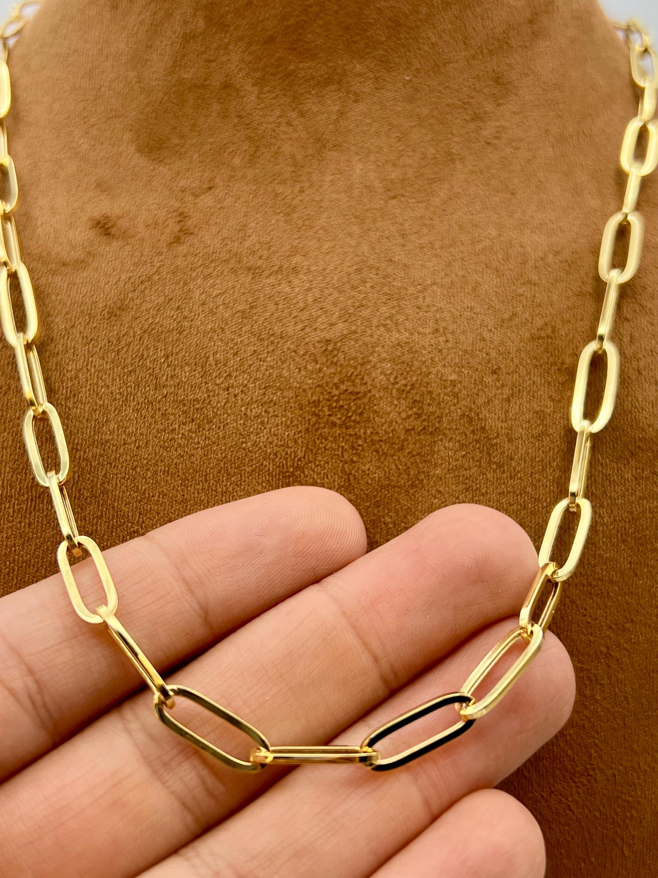 18k Gold Paperclip Chain Necklace - 5MM Oval Link - Etsy