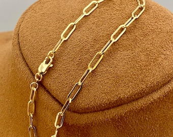 18k Real Gold Paperclip Bracelet: Medium Oval Link