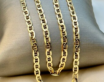 14k Gold ANCHOR CHAIN Necklace,4mm ,Mariner chain Active, 14k Real Gold chain, 14k Gold Mariner necklace ,gift necklace, Christmas Gift