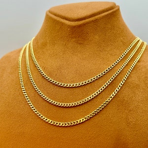 18k GOLD Curb Chain Necklace, 3.20MM, 18k Real Gold Chain, 18k Gold Curb Chain, For Him ,For Her, Birthday Gift, Anniversary gift .