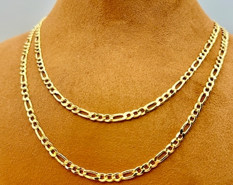 14k Gold Figaro Chain, 4MM, Figaro Gold chain, 14k Real gold Figaro chain , Figaro Gold chain necklace, gold chain ,Gift For Him ,Birthday.