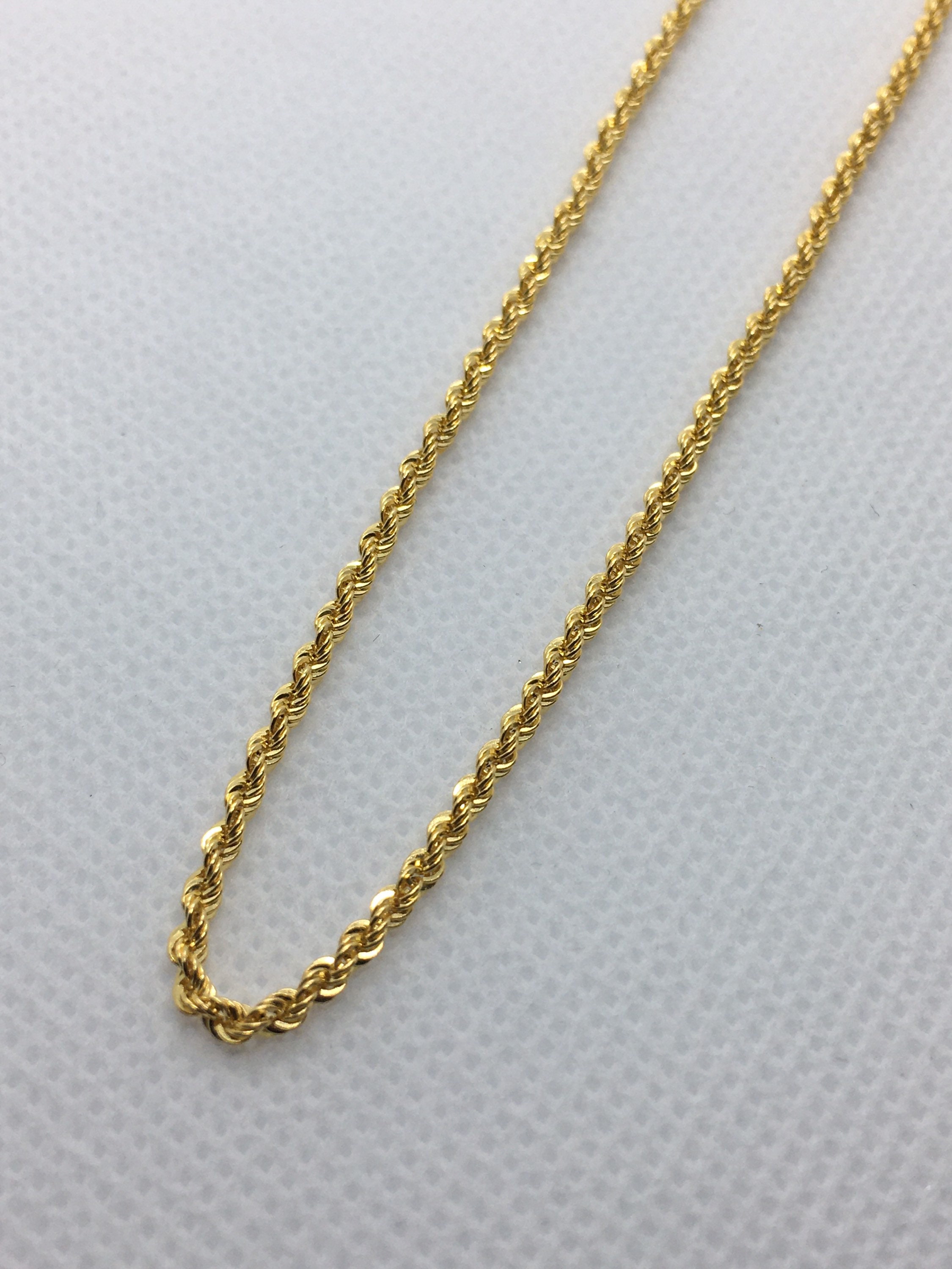 18k solid Gold Rope Necklace 2mm Etsy