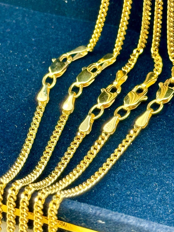 18k GOLD Curb Link Chain Necklace, 2MM, Real Gold Chain