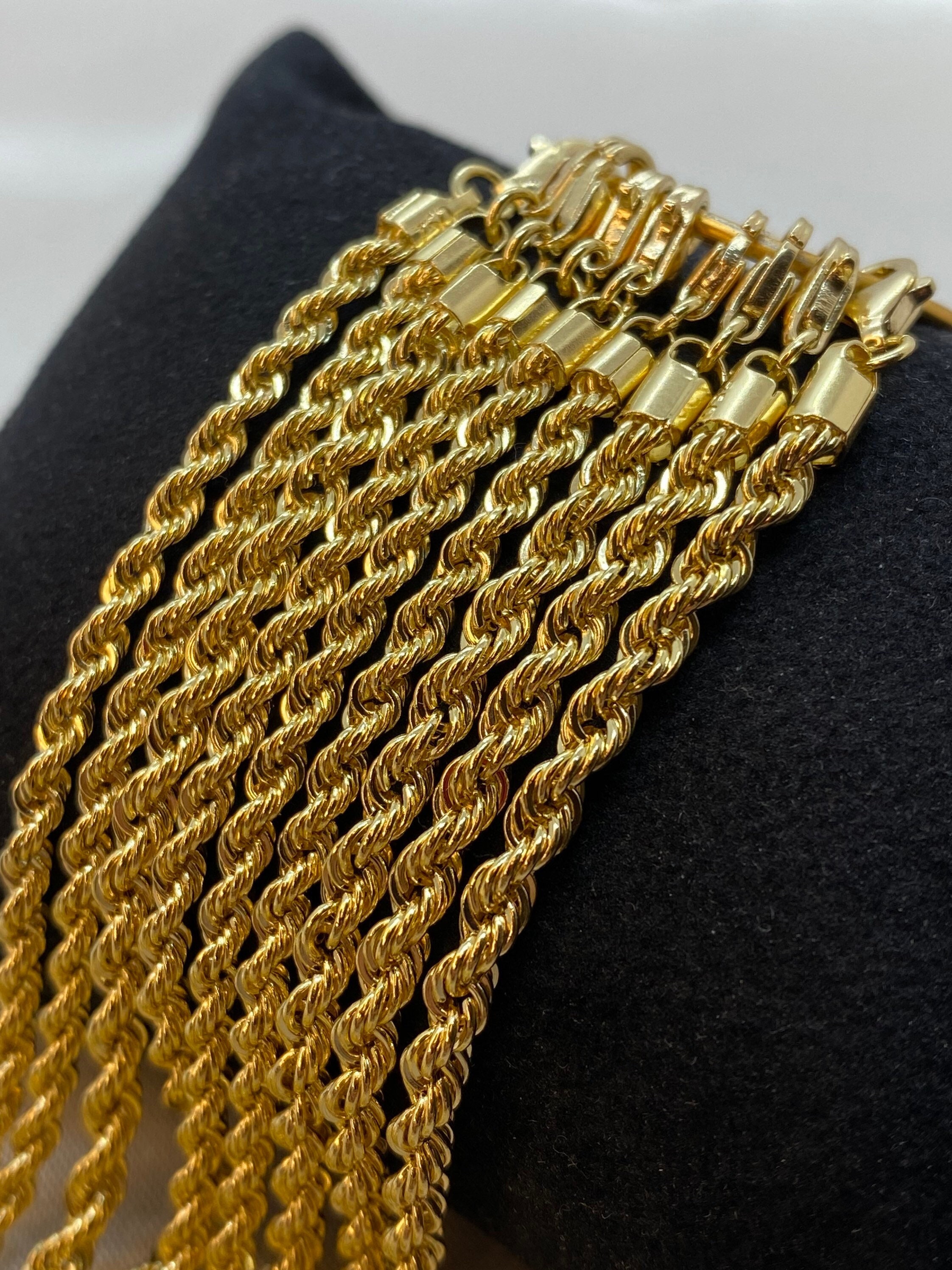 14k Solid Yellow Gold 1.5mm Italian Diamond Cut Rope Chain Extender 1 to  10