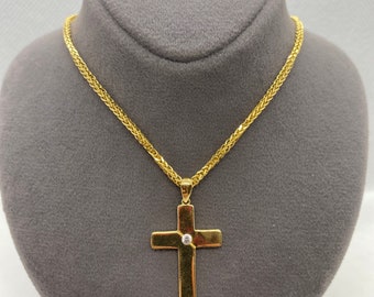18k solid Gold cross necklace 2mm , different sizes available