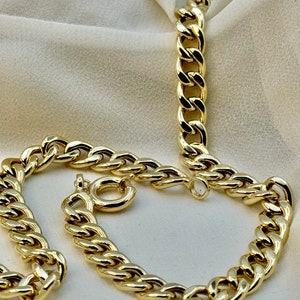 18K GOLD Curb Chain Necklace, 20&quot;, 6.5 MM, Gold Curb Chain, unisex Gold Chain, 18k Gold Chain, Birthday Gift, For Her, For Him.