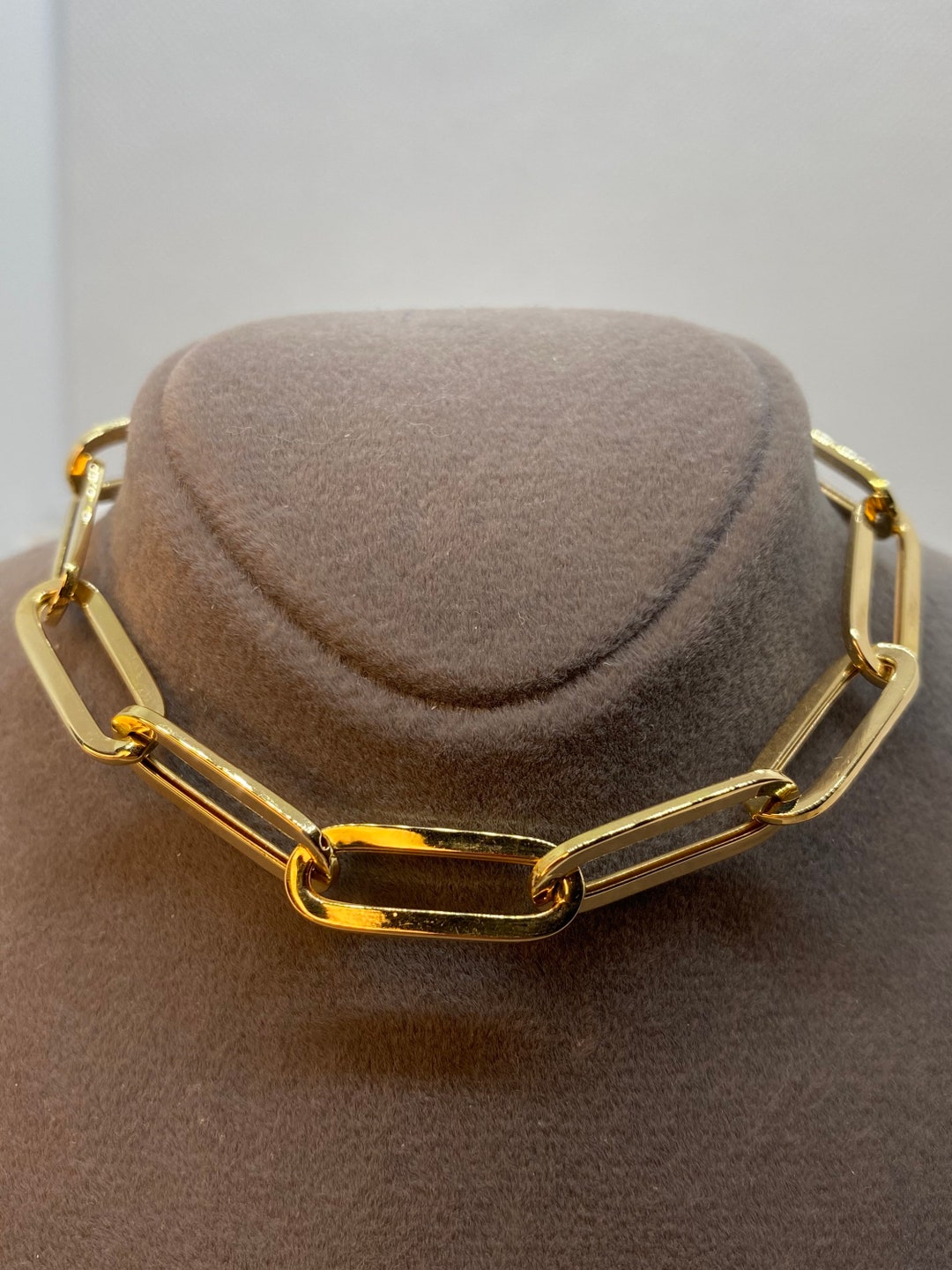18k Gold Paper Clip Bracelet Medium Link Pure 18k Gold - Etsy