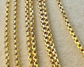 14K Solid Yellow Gold Box Chain Necklace ,Real Gold Chain ,Box Link Chain,Box Chain Gold ,For Her, For Him ,Birthday gift,Anniversary Gift .