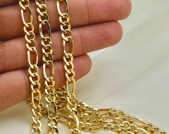 14k Gold Figaro Chain Necklace 6 MM , Figaro Gold chain, 14k Real gold Figaro chain, gold chain ,For Her ,For Him , Birthday Gift.