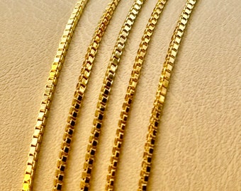 18K Solid Yellow Gold Box Chain Necklace 19.5" inches , Real Gold Chain, Box Link Chain, Box Chain Gold, Women, Men, Birthday Gift , Gift .
