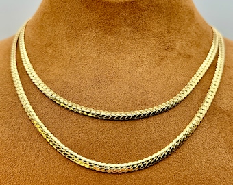 18k GOLD Curb Link Chain Necklace,18",4MM,Real Gold, Men Gold Chain ,Ladies Gold Chain, 18k Gold curb, For her ,For Him, Birthday Gift.