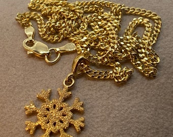 18k Real Gold Snowflake Necklace 18",2mm ,For Her ,For Girlfriend ,Christmas Gift ,Anniversary gift ,Birthday Gift ,18k Gold Snowflake .