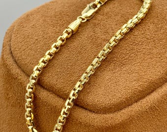 14Kイエローゴールド ロロブレスレットまたはアンクレット - 高光沢