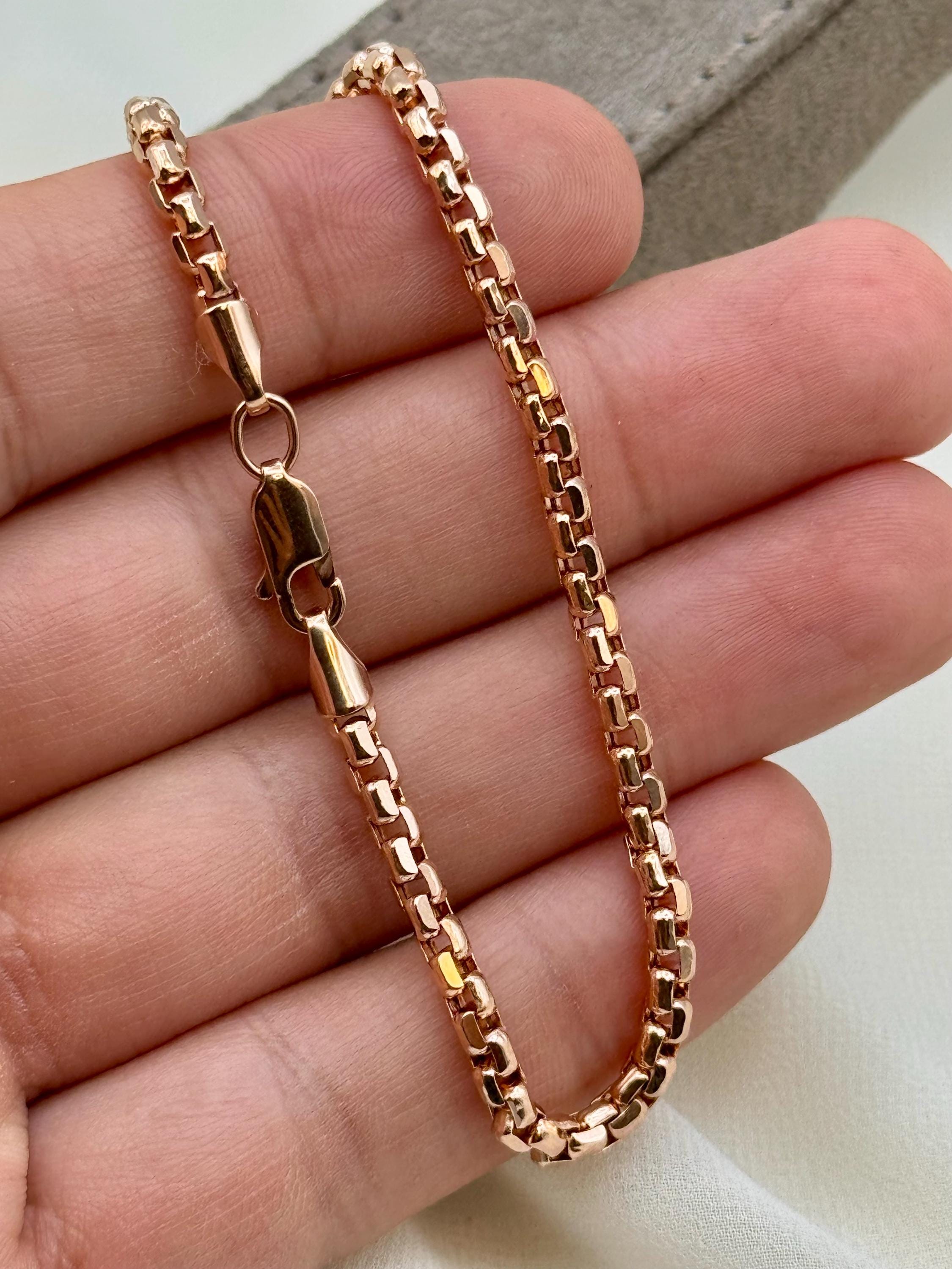 14k Rose Gold Box Bracelet, 3.5mm - Etsy