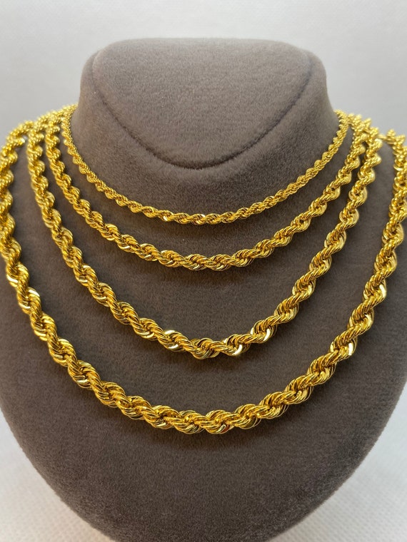Buy 14K Solid Gold Rope Chain Diamond Cut Necklace, 21.5 26 , 2mm 4.5mm  Thick Gold Chain, Real Gold Chain, Gold Rope Necklace, Rope Chain Online in  India 